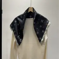 （黑色小H）新款方巾65*65左右围巾