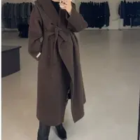 《小树皮》系带浴袍款时尚气质秋冬咖色大衣