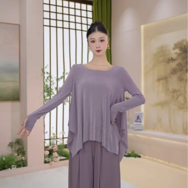 【琴琴专属】060长袖罩衫气质练功服上衣中国舞秋冬款显瘦保暖
