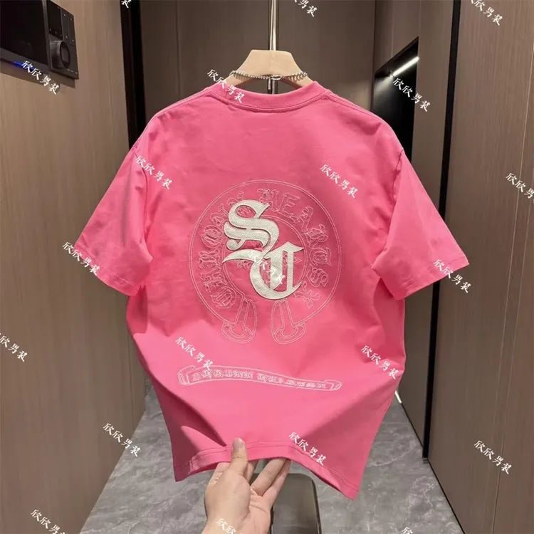 短袖半袖红色夏季春夏基础大众高奢亲子百搭宽松拼接T恤圆领上衣