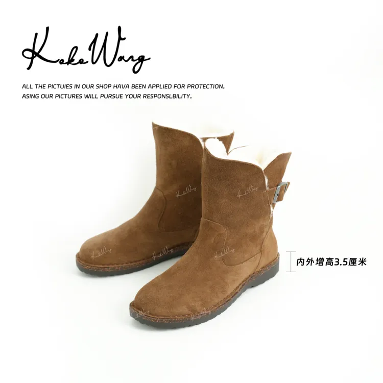 KOKO WANG秋冬新款时尚一脚蹬羊毛里舒适保暖雪地靴X0865J28X01