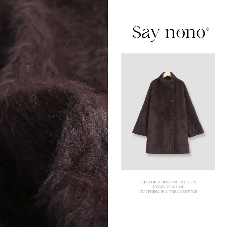 懒猫nono│Saynono 立领兔毛拉毛大衣外套/ANYDB25245