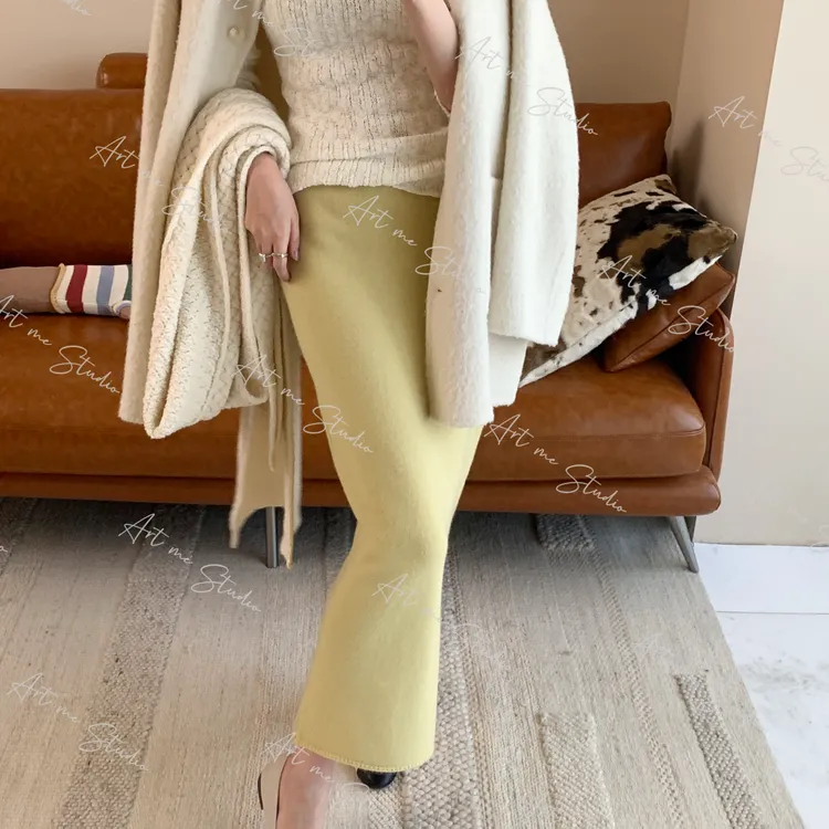 【ART ME】100绵羊毛温柔气质高腰必入修身通勤约会三色半裙w24556