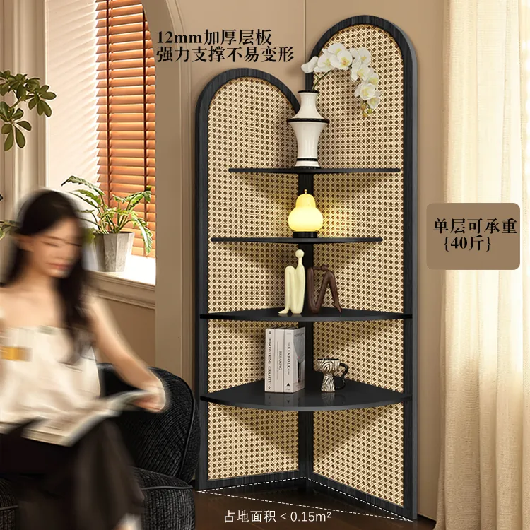 法式中古风客厅转角置物架沙发墙角收纳书柜卧室拐角装饰画三角柜