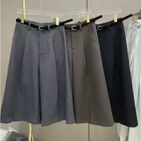 025626#秋款毛呢高腰简约八分阔腿裤女