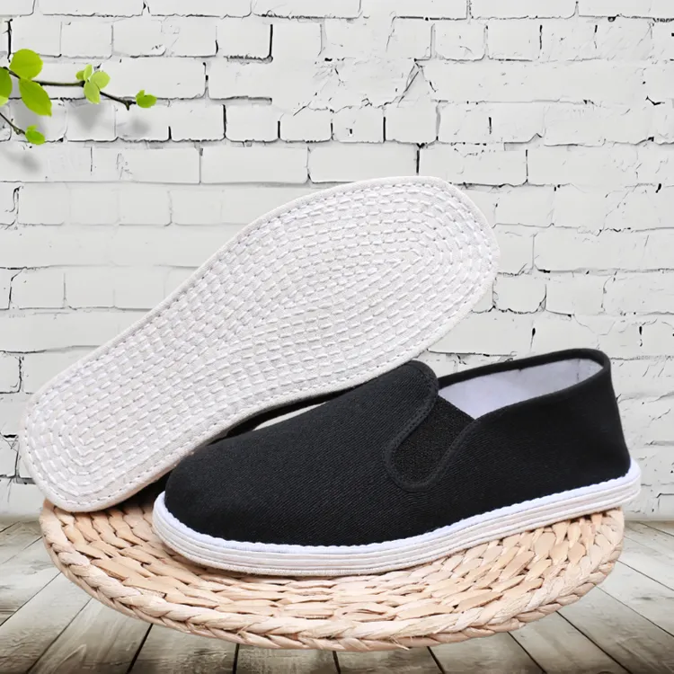 老北京布鞋男手工纳底千层底布鞋吸汗透气工作鞋黑帆布鞋舒适布底