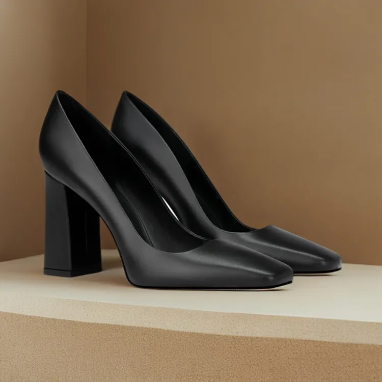 法式玛丽珍粗跟方头高级感气质潮流黑色2025秋冬新款职业高跟鞋