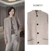 JIUNCCY【高知】耗牛绒澳毛混纺100高支中式双面毛呢大衣 52YDY001