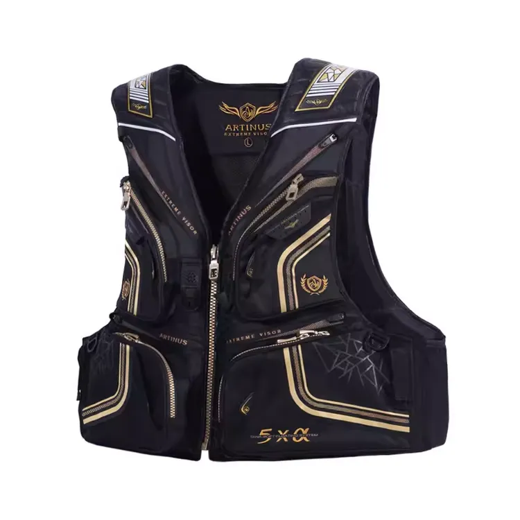 四季款海钓救生衣户外矶钓防护多口袋黑色钓鱼救生衣马甲A-160