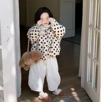 女童波点棉衣加厚2025冬季新款韩版女宝宝洋气百搭宽松版型外套潮