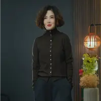 多扣开衫高领打底雀羽绒毛衣百搭保暖时尚纯色休闲毛衣秋冬秋冬