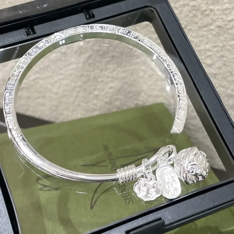 足银手镯 吉言宫铃铛银手镯女年轻款小众轻奢银手镯首饰品送女友