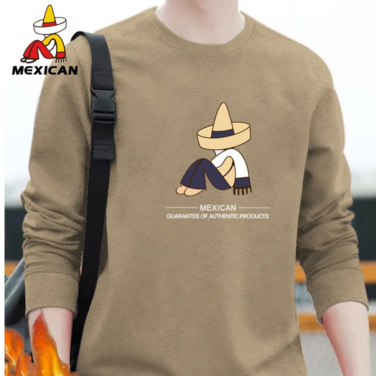 稻草人男士秋冬季时尚休闲圆领长袖卫衣加绒加厚宽松套头打底衫