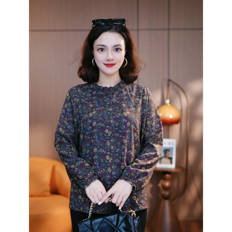 东方瑰宝-2025新款衬衫高贵洋气女百搭秋季显瘦宽松中老年妈妈装