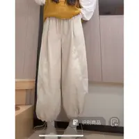 韩国高腰显瘦灯芯绒下摆抽绳阔腿裤女秋日系复古高腰宽松休闲裤