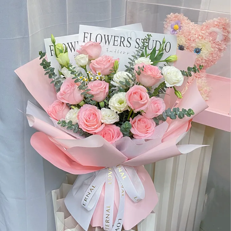 11朵粉玫瑰混搭女友表白生日礼物鲜花团购小时达同城送老婆新奇特