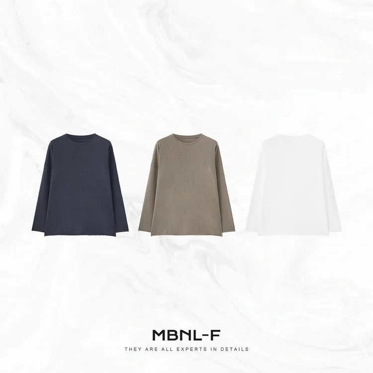 MBNL-F“漫秋记忆” 进口段缩丝麻感棉混纺卷边T恤 秦磊XM-XSY5050