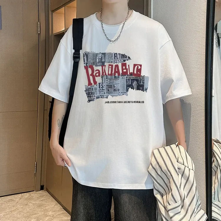 【潮牌短袖t恤】仓石一树男生宽松夏季2025新款潮流韩版印花体恤潮