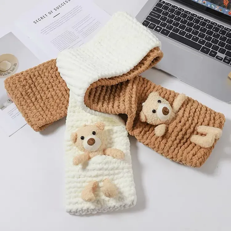 口袋小熊围巾编织手工diy毛线材料包创意冰条神器礼物女友材料d2