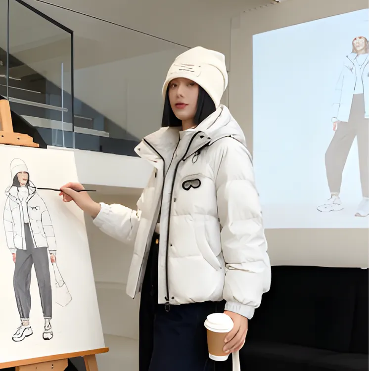 T801连帽棉服女短款2025新款秋冬小个子棉服外套上衣面包服潮