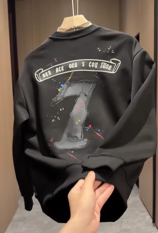 2025秋季潮牌潮流数字印花圆领卫衣长袖痞帅休闲百搭时尚舒适上衣