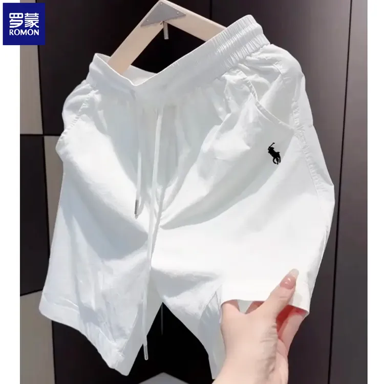 罗蒙休闲短裤男2025夏季爆款战马刺绣直筒五分裤子时尚百搭潮流裤
