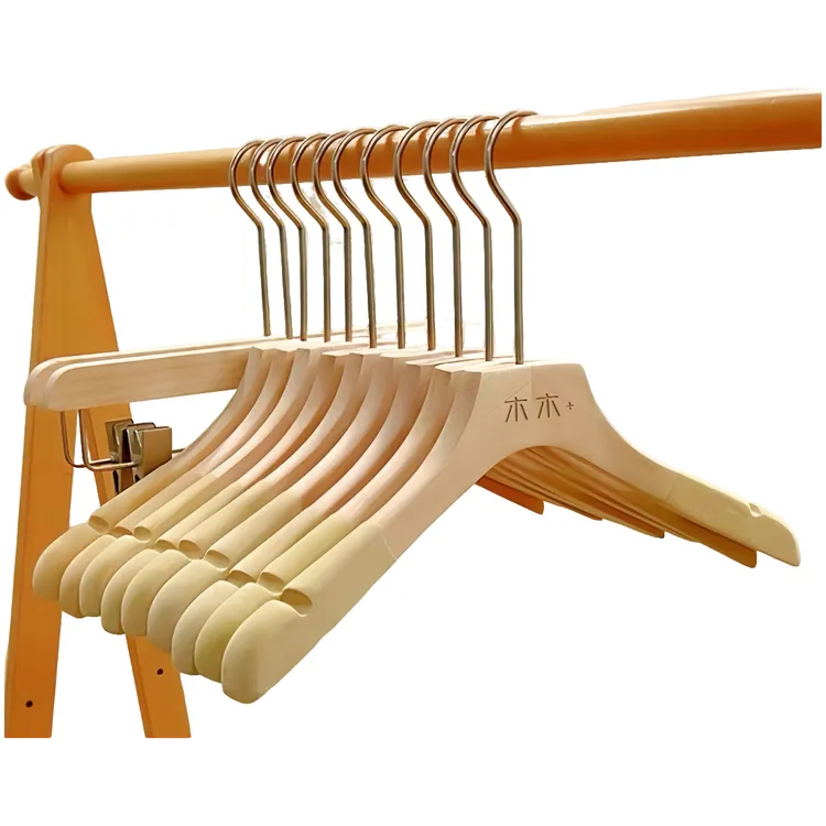 服装店衣架实木衣挂防滑无痕衣架男装女装儿童木衣架加厚衣挂