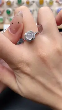 【闪购商品】翡翠戒指银S925镶嵌一物一证一礼盒