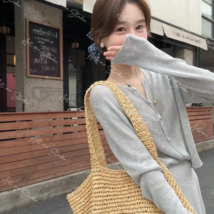 Artme瓜瓜呀【山茶亚麻冰感微透五色长袖上衣】w24276