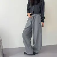 2025秋冬季新款韩版时尚显瘦松紧腰撞色休闲阔腿卫裤