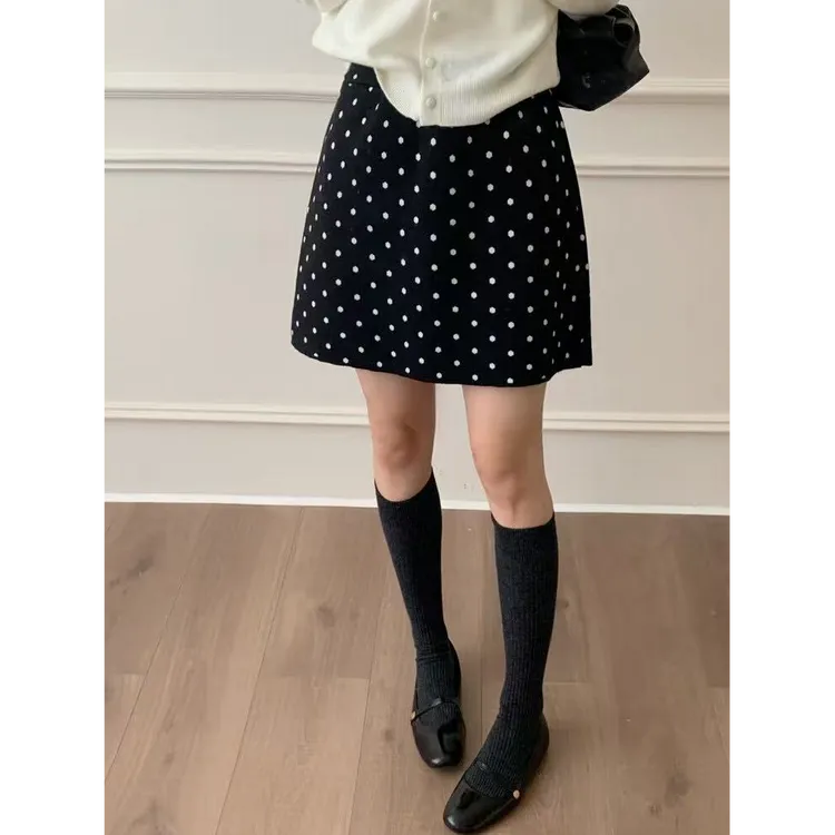 重磅推荐，上身绝美！波点针织半身裙女高腰显瘦百搭气质独特短裙子