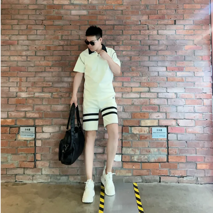 夏季套装男士时尚短袖POLO衫休闲商务五分短裤T恤搭配一套痞帅气