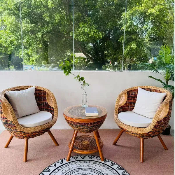 天然藤椅阳台单把小桌椅单人庭院民宿真藤编织靠背沙发椅子