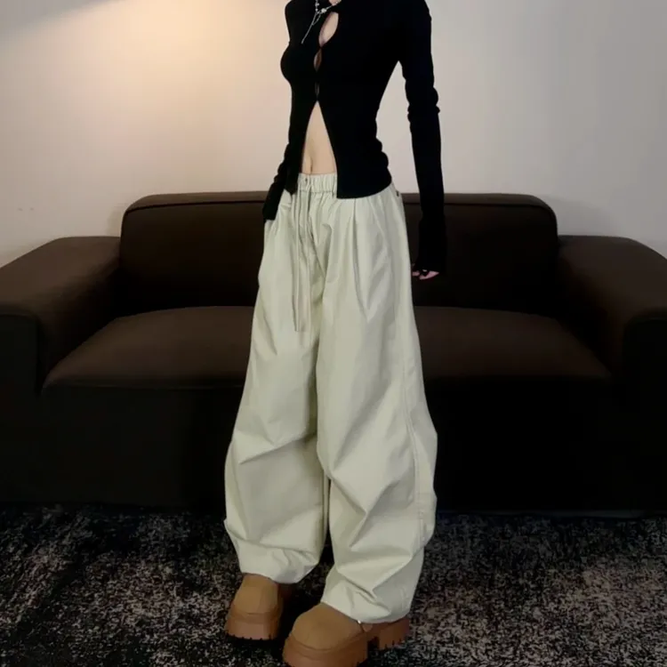 NS女装 春夏秋慵懒舒适宽松休闲休闲弯刀阔腿裤长裤裤子女休闲裤