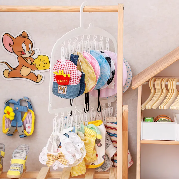 宠物专用衣架狗狗衣服收纳架子大容量猫猫小狗衣帽架围兜展示神器