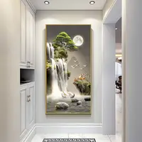 《甄选升级》步步高登背景玄关走廊轻奢风竖款晶瓷装饰画沙发现代