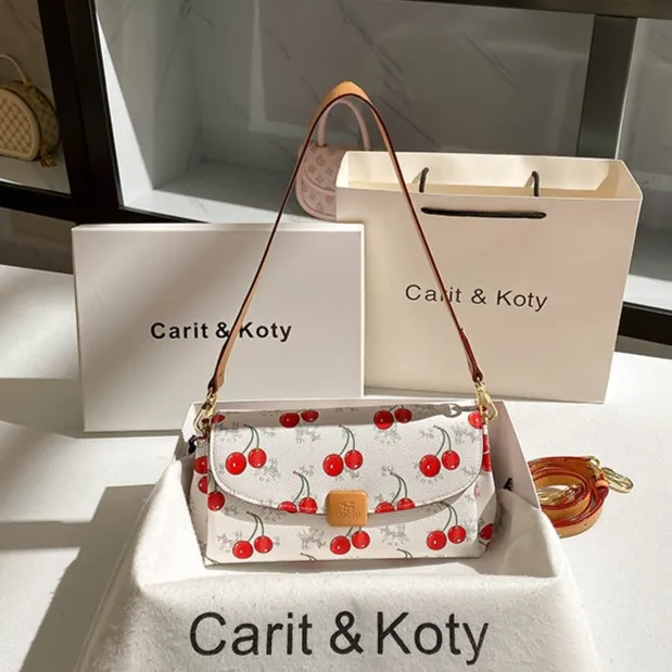 CARIT KOTY小众高级感印花樱桃腋下包包女2025新款单肩斜挎手提包