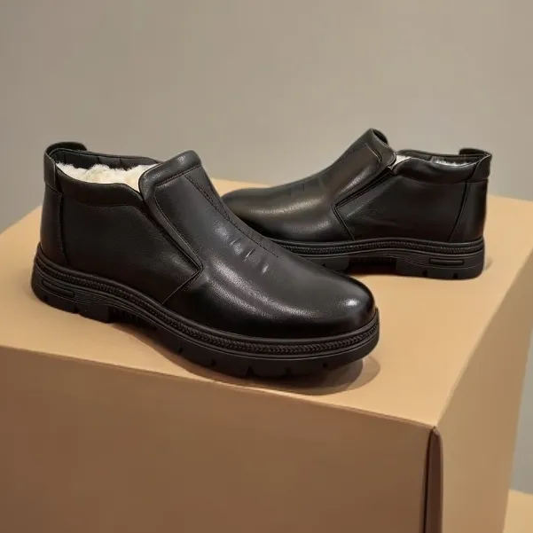 新款男棉皮鞋厚底极简风朋克风中式高帮休闲风复古港风商务风2611