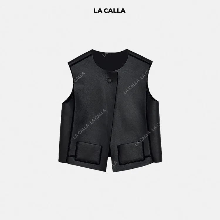 LA CALLA任意两穿100羊毛双面皮马甲WD25T07