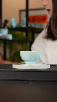 天熙汝瓷八方杯原矿天青