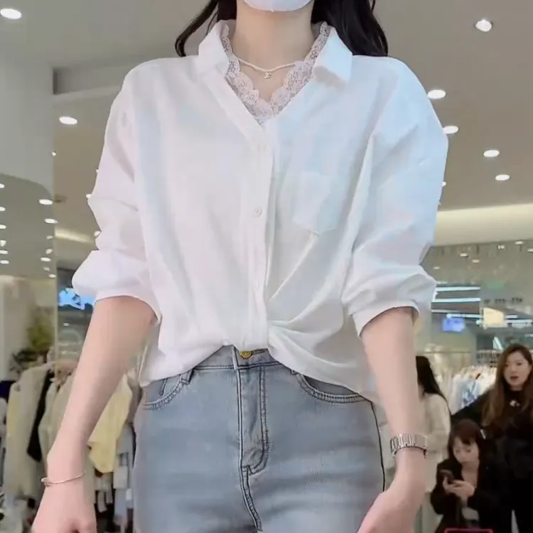 2025春季新款时尚气质蕾丝减龄衬衫女LK2501932