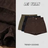 美式咖牛仔短裙女小个子2025早秋新款高腰显瘦a字多巴胺牛仔短裤