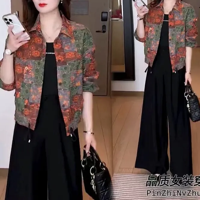 印花时尚外套新款2025上衣时尚潮流通勤百搭显瘦夹克短外套2503