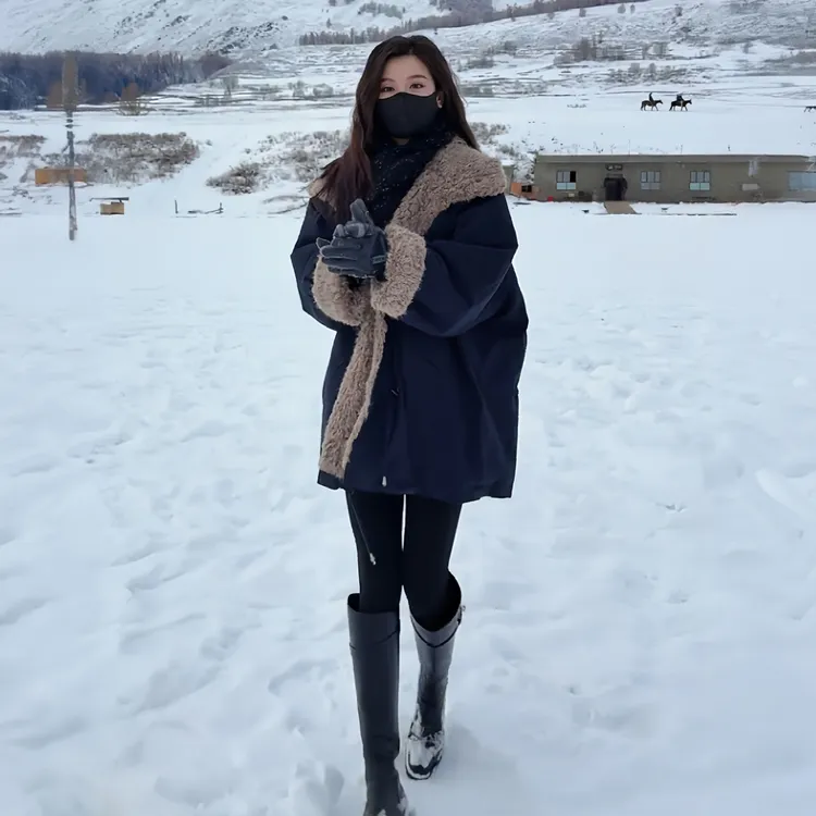 2025冬季加厚棉衣羊羔毛外套女复古时尚休闲宽松中长款保暖棉服