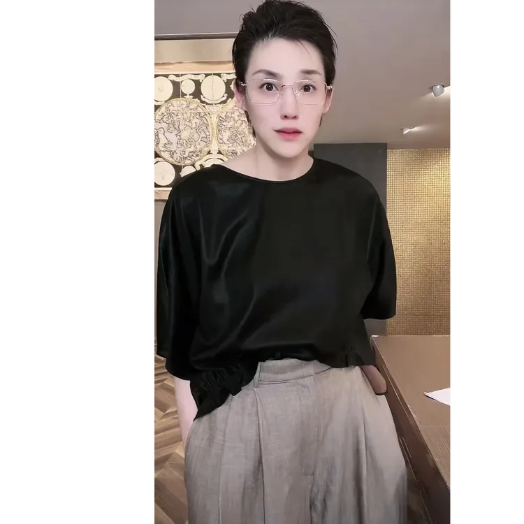 32姆米 老料香云纱  前短后长上衣 衬衫  CS0687