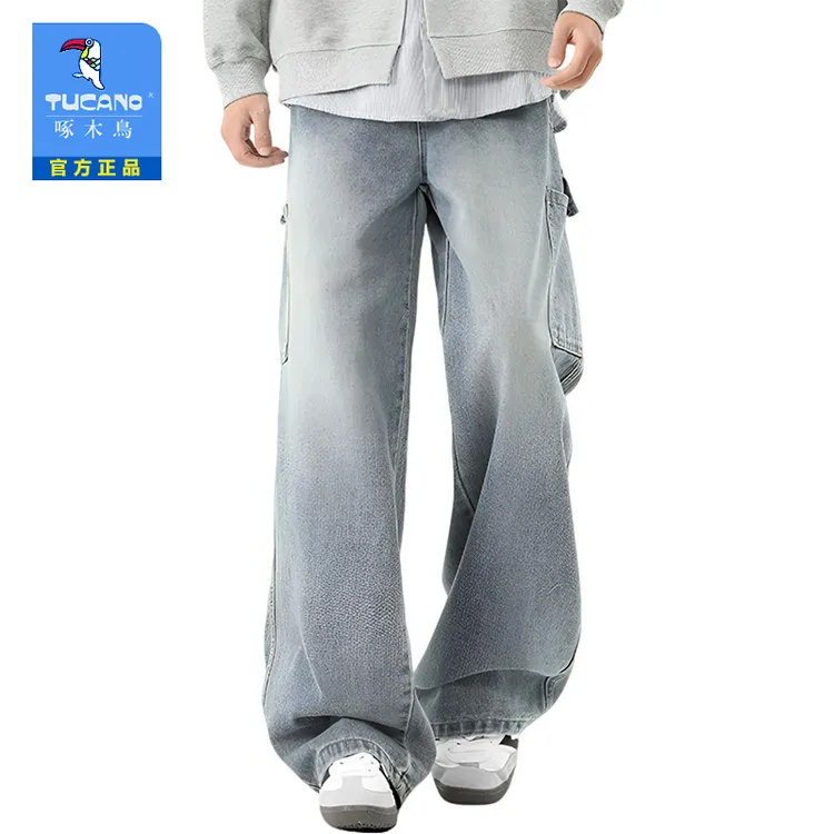 TUCANO/啄木鳥男士男款男生夏季美式微喇宽松牛仔裤复古潮男裤子