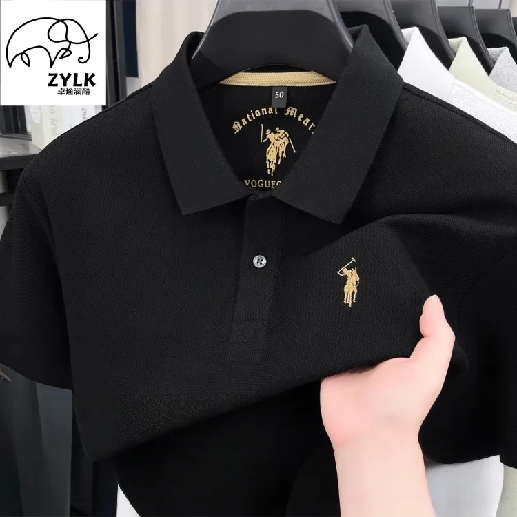 卓逸澜酷纯棉短袖t恤保罗千里马男士新款轻奢休闲百搭半袖polo衫