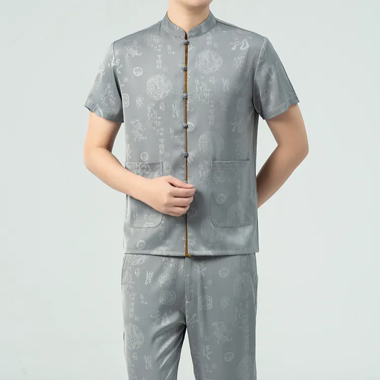 唐装男士中老年中国风短袖套装2025新款夏季薄款新中式爸爸装套装