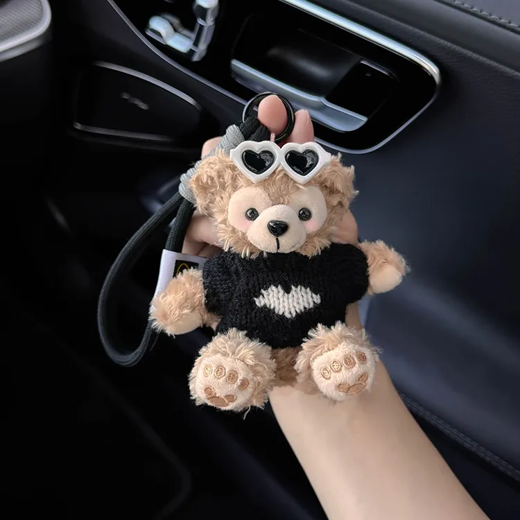 雪莉玫挂件画家达菲熊书包毛绒玩偶钥匙扣小熊精致可爱包包挂饰L