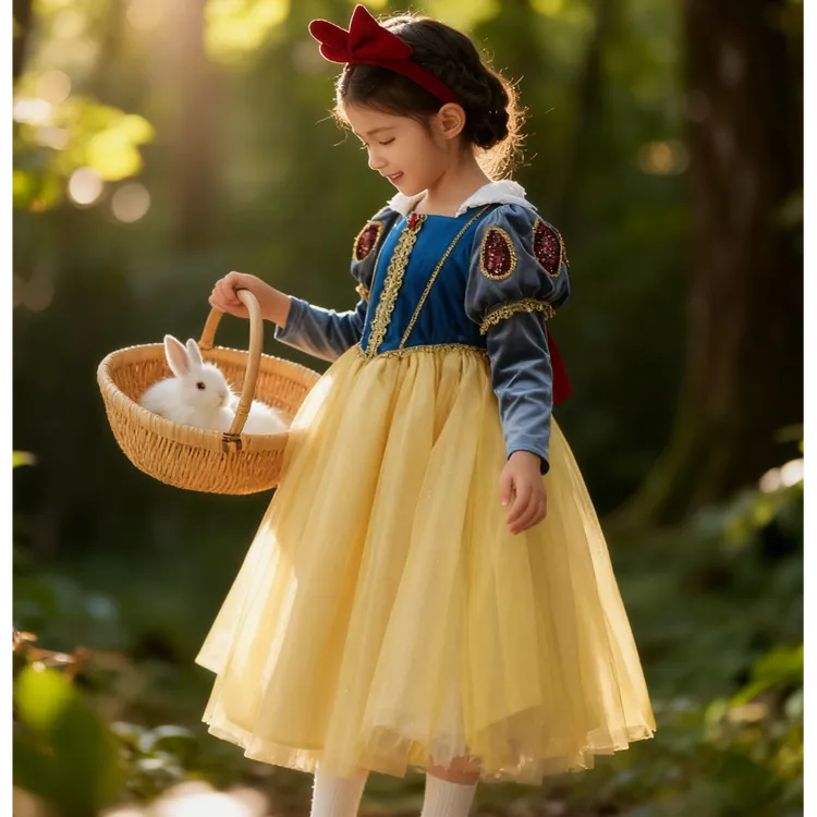 （预售）韩槑槑白雪公主裙卡通动漫童装女童秋冬季公主风连衣裙长袖